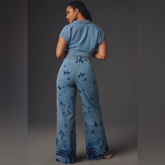 Manel Villalonga Pilcro Anthropologie Eventide Trouser High-Rise Wide-Leg Jeans - Picture 3 of 11